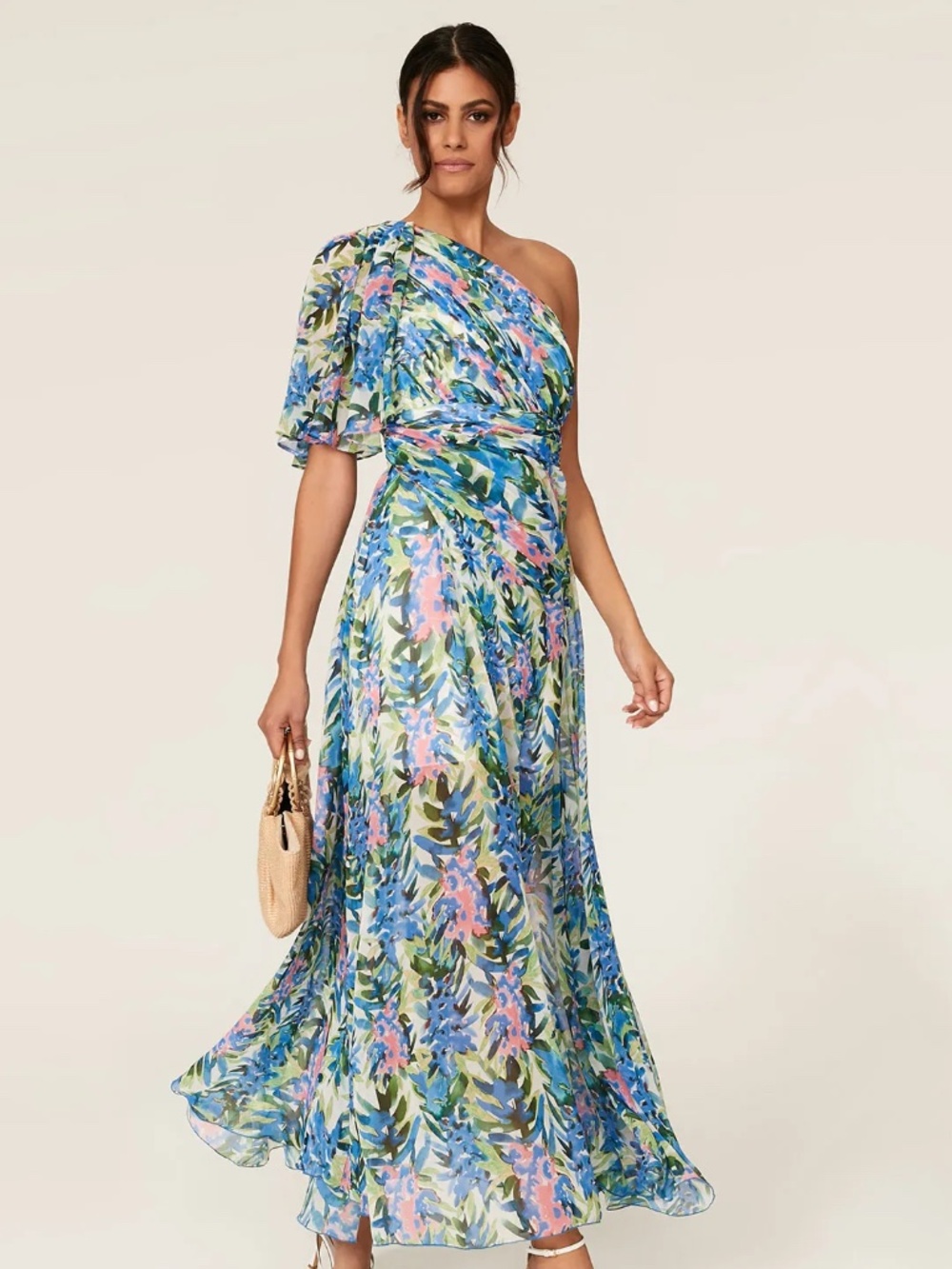 Floral One Shoulder Gown - Picture 5 of 5